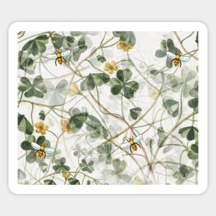 Green Clover Shamrocks and Honeybees Sticker